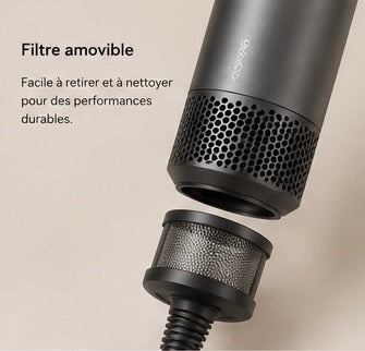Sèche-cheveux intelligent. Auto-adapte la chaleur grâce aux capteurs.