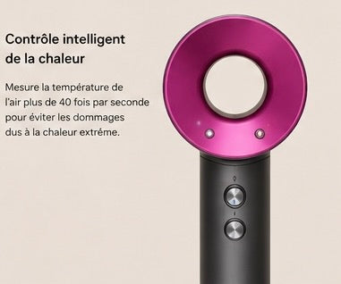 Sèche-cheveux intelligent. Auto-adapte la chaleur grâce aux capteurs.