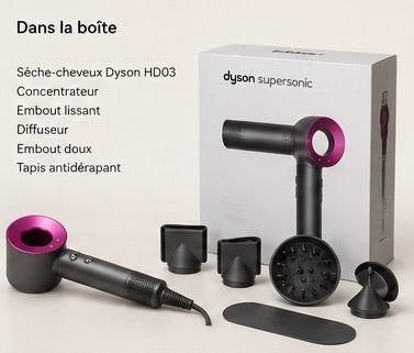 Sèche-cheveux intelligent. Auto-adapte la chaleur grâce aux capteurs.